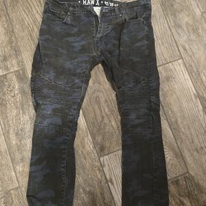 RAW X Men's Blue Camouflage Relaxed Jeans